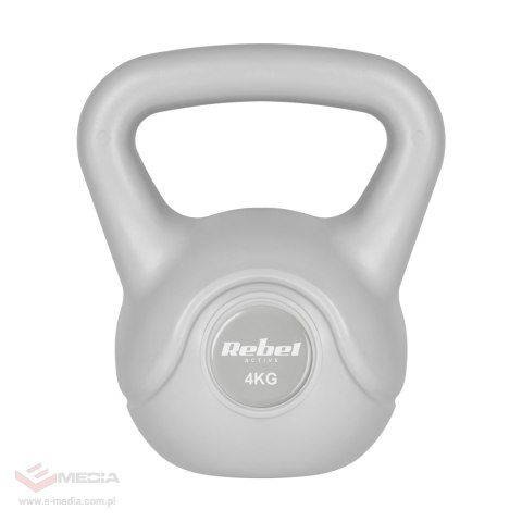 Kettlebell bitumiczny 4 kg szary REBEL ACTIVE
