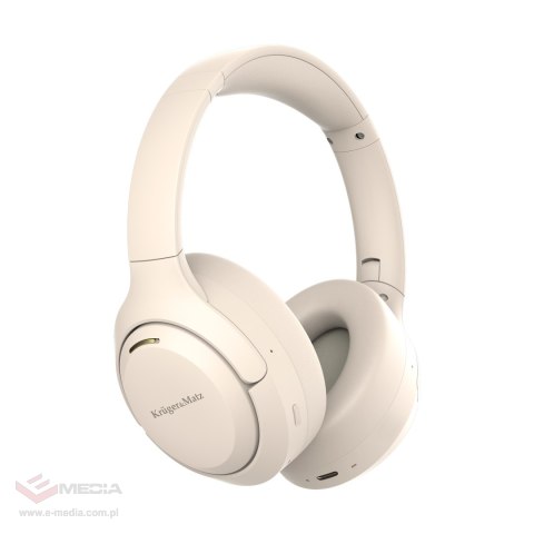 Bezprzewodowe słuchawki nauszne z ANC , Kruger&Matz F8A , beżowe