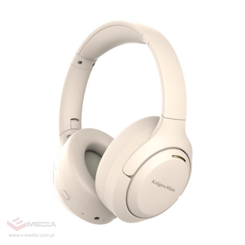 Bezprzewodowe słuchawki nauszne z ANC , Kruger&Matz F8A , beżowe