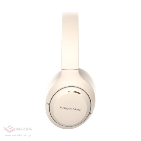 Bezprzewodowe słuchawki nauszne z ANC , Kruger&Matz F8A , beżowe