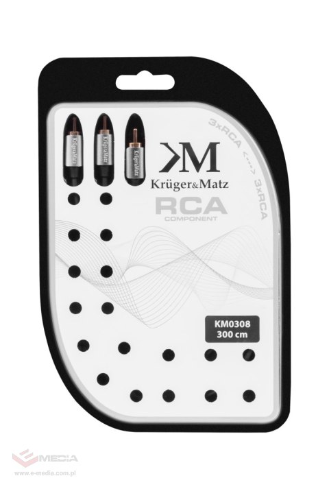 Kabel 3RCA-3RCA component 3.0m Kruger&Matz