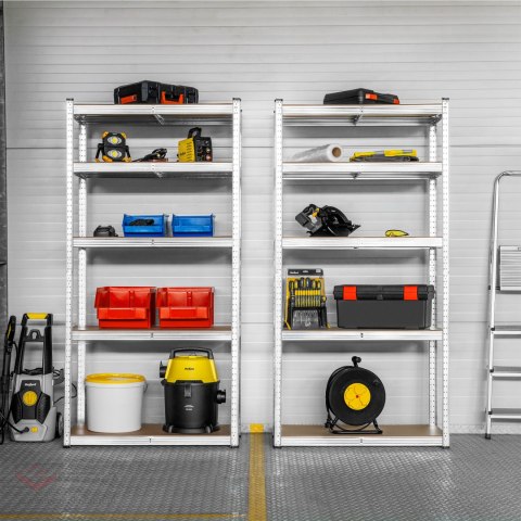 Regał metalowy magazynowy 180x90x40 srebrny Rebel