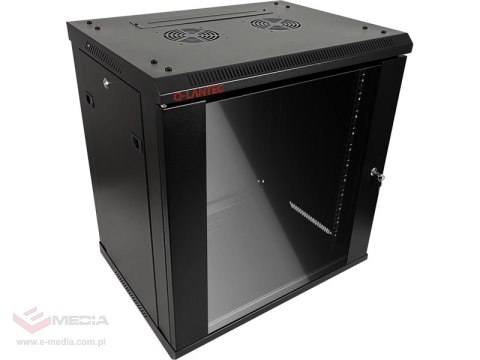 Szafa wisząca 19" 12U 600x450, drzwi szklane jednoskrzydłowe, tył osłona pełna demontowalna, osłony boczne pełne demontowalne za