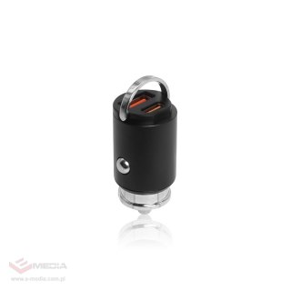 Ładowarka samochodowa 30W CZARNA PD3.0+QC4.0