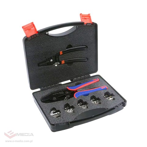 Zestaw zaciskarka z wymiennymi beznarzędziowo szczękami + cęgi