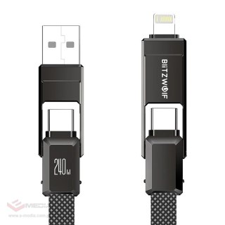 Kabel BLITZWOLF BW-HDC7 USB-A/USB-C-USB-C/Lightning 1.2m 240W (czarny)