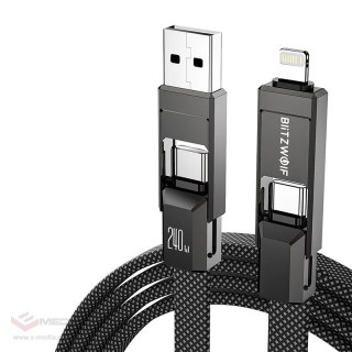 Kabel BLITZWOLF BW-HDC7 USB-A/USB-C-USB-C/Lightning 1.2m 240W (czarny)