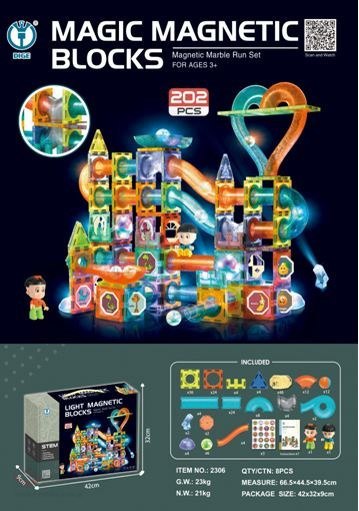 Klocki Magnetyczne Zestaw 202 elementów