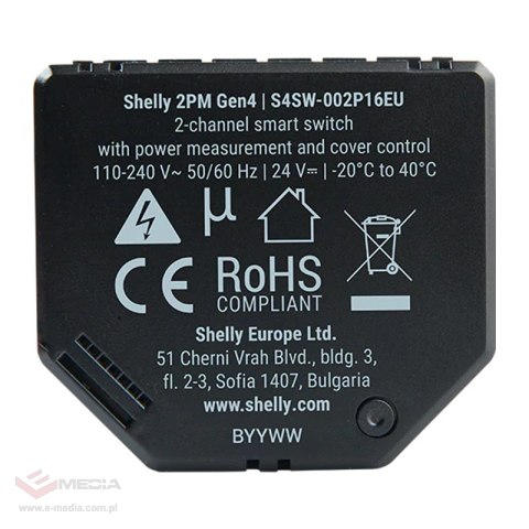 Przekaźnik SHELLY 2PM Gen4 Zigbee Matter 2-kanałowy