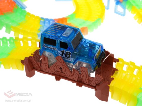 Tor Wyścigowy Fluorescencyjny 446 cm dla dzieci 3+ Pętla + Autko z LED + Akcesoria 227 el.