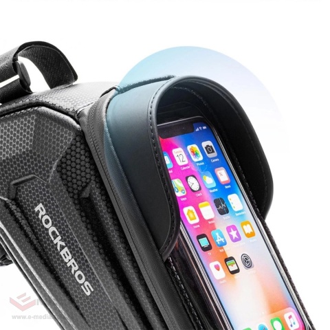 Sakwa rowerowa Rockbros B68-1 na ramę pancerna z kieszonką na telefon 1.7l - czarna