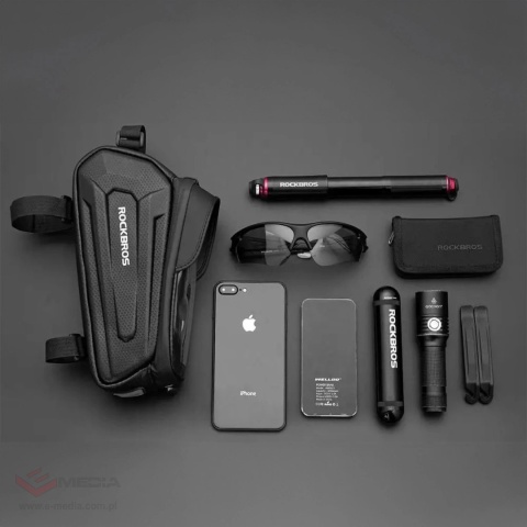 Sakwa rowerowa Rockbros B68-1 na ramę pancerna z kieszonką na telefon 1.7l - czarna