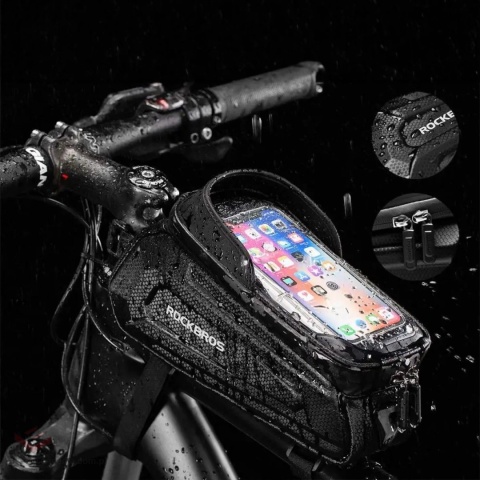 Sakwa rowerowa Rockbros B68-1 na ramę pancerna z kieszonką na telefon 1.7l - czarna