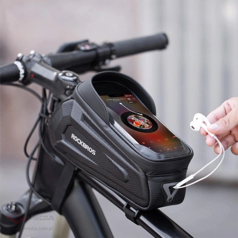 Sakwa rowerowa Rockbros B68-1 na ramę pancerna z kieszonką na telefon 1.7l - czarna