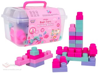 Zestaw Miękkich Klocków 32el. Różowe + Walizka