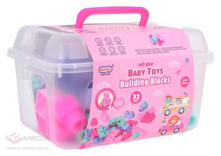 Zestaw Miękkich Klocków 32el. Różowe + Walizka