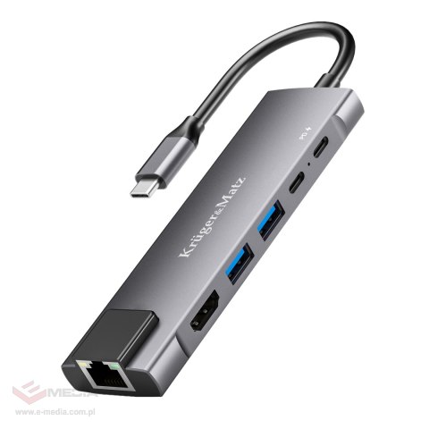 Adapter (HUB) USB typu C na HDMI/2x USB3.0/2x USB typu C/RJ45