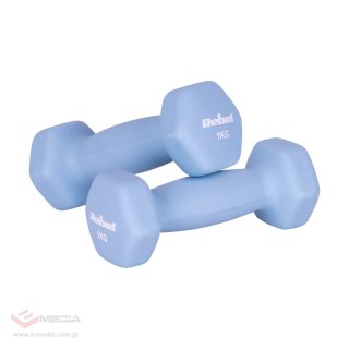 Hantelki żeliwne neoprenowe HEX 2x1kg, REBEL ACTIVE