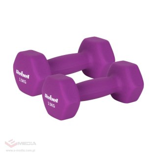 Hantelki żeliwne neoprenowe HEX 2x2.5kg, REBEL ACTIVE
