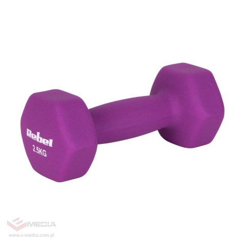 Hantelki żeliwne neoprenowe HEX 2x2.5kg, REBEL ACTIVE