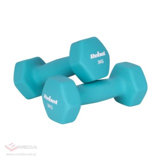 Hantelki żeliwne neoprenowe HEX 2x3kg, REBEL ACTIVE