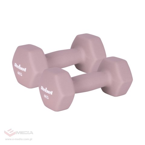Hantelki żeliwne neoprenowe HEX 2x4kg, REBEL ACTIVE