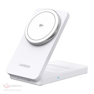 Ładowarka indukcyjna UGREEN W706 15W 2w1 (biała)