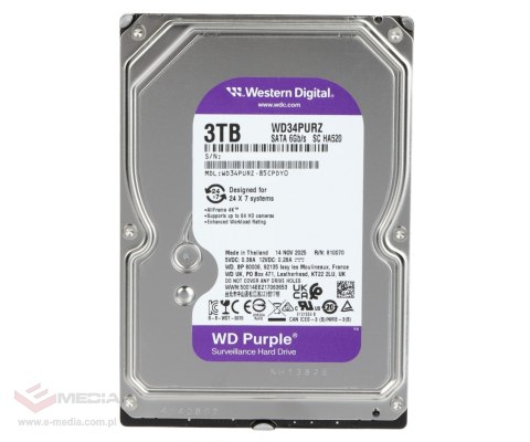 DYSK DO REJESTRATORA HDD-WD34PURZ 3TB 24/7 WESTERN DIGITAL