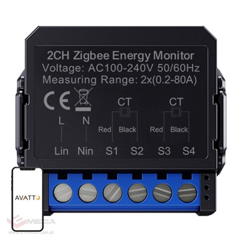 Licznik energii AVATTO ZWPM16-2 ZigBee dwukierunkowy