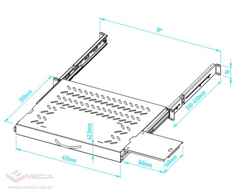 REGULOWANA SZUFLADA DO KLAWIATURY I MYSZKI RSR-F2-19-1U-350B-KM STALFLEX