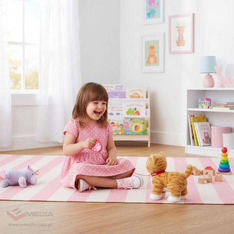 Kotek interaktywny na smyczy miauczy chodzi rusza ogonem beżowy