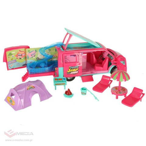 Samochód dla lalek kempingowy kamper akcesoria lalka basen