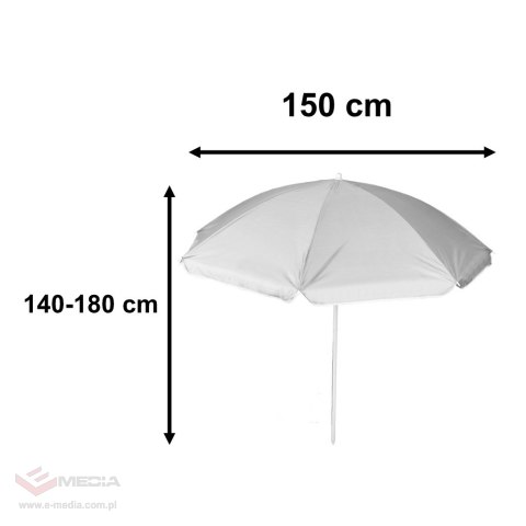 Parasol ogrodowy plażowy regulowany łamany składany UV 150cm szary