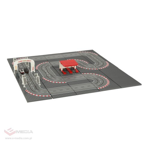 Tor wyścigowy samochodowy elektryczny policyjny 2 auta autka kontrolery zakręty klocki konstrukcyjne GD-03