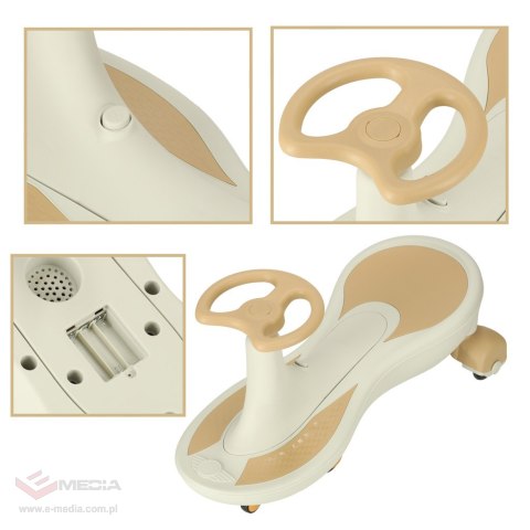 Jeździk grawitacyjny LED Swing Fix S4 świecące koła z muzyką grający 76cm złoto-biały max 100kg