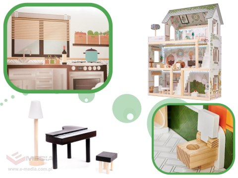 Domek dla lalek drewniany LULILO FLORO boho LED 78cm