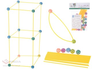 Klocki konstrukcyjne rurki słomki patyczki kreatywne baza namiot domek 75el.