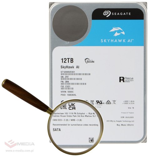 DYSK DO REJESTRATORA HDD-ST12000VE001 12TB 24/7 SkyHawk AI SEAGATE
