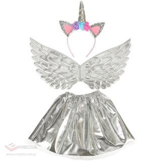 Kostium strój karnawałowy przebranie jednorożec spódnica opaska srebrny