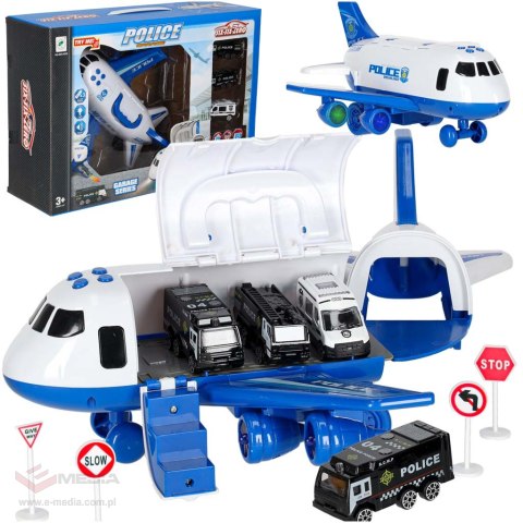 Transporter samolot + 3 auta policja