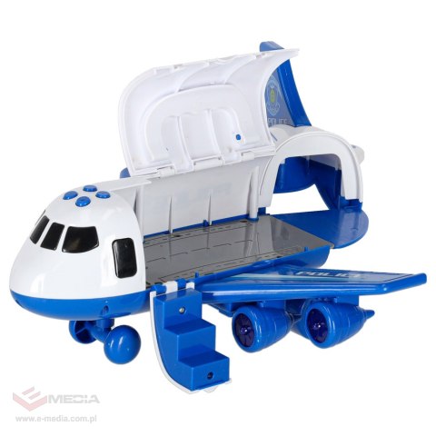 Transporter samolot + 3 auta policja