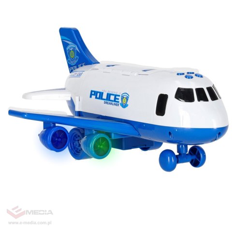 Transporter samolot + 3 auta policja