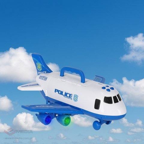 Transporter samolot + 3 auta policja