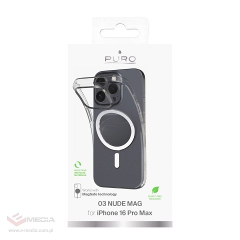 Etui silikonowe Puro 03 Mag MagSafe do iPhone 16 Pro Max - przeroczyste