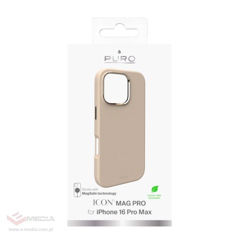 Etui silikonowe Puro Icon Mag Pro MagSafe do iPhone 16 Pro Max - beżowe