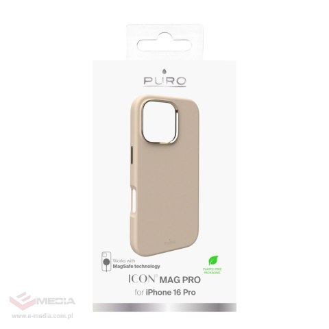 Etui silikonowe Puro Icon Mag Pro MagSafe do iPhone 16 Pro - beżowe