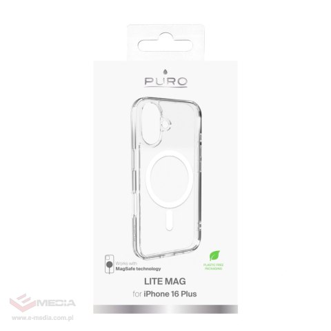 Etui silikonowe Puro Lite Mag MagSafe do iPhone 16 Plus - przezroczyste