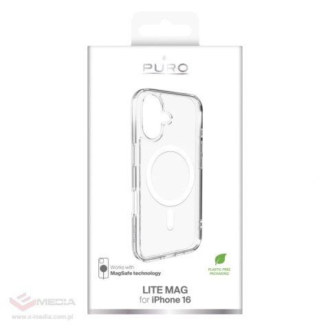 Etui silikonowe Puro Lite Mag MagSafe do iPhone 16 - przezroczyste