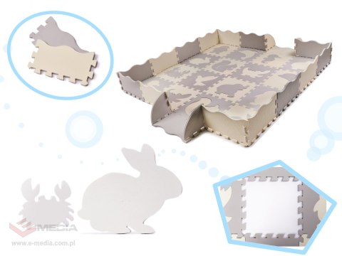 Mata edukacyjna piankowa puzzle szara ecru 36 elementów 150x150cm