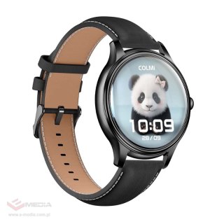 Smart Watch COLMI L28 (czarny silikon + czarny skórzany pasek)